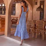 Women's dress - amazon cross-border fashion - european & american style - bohemian dress - spaghetti strap - flowy maxi dress - printed long dress for women