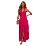 Women's dress: european & american french retro high-end style, versatile multi-wear, strappy maxi dress, backless sexy bridesmaid dress
