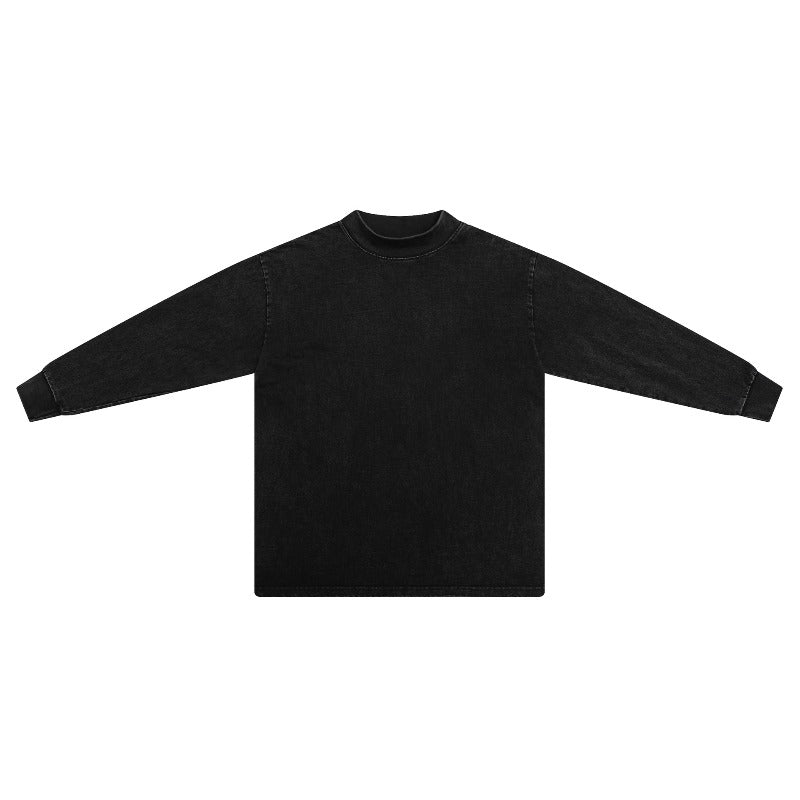 Saint m hoodie spring & fall s.m washed and distressed pure color round neck pulloverlong sleeves one piece batch