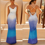 Women's dress - european & american sexy women's clothing - cross-border amazon sexy camisole satin gradient backless dress
