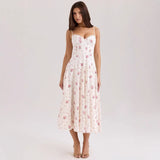 Women's dress - amazon cross-border e-commerce - european and american style - elegant, gentle, slim-fit, floral print, spaghetti strap, fairy-tale dress for women