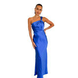 Women's dress: european and american cross-border fashion - slit, sexy, backless, solid color, suspender, long maxi dress for women