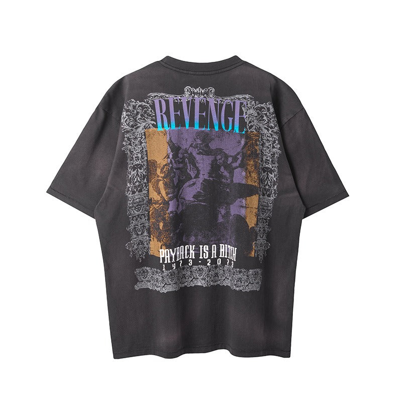 saint m t shirts  s.m character & letter graphic crew neck short sleeve tee