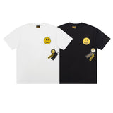 Drew house t shirt spring and summer d@ew small smiley face pattern round neck pullover short sleeves