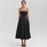 Women's dress: sexy summer outfit - high-end fishbone bandeau dress, pure & sultry style, hot girl slim fit, backless midi dress