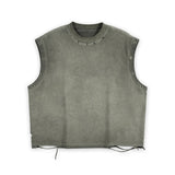 Etai men's clothing premium streetwear vintage short sleeve sleeveless tank top - heavyweight pure cotton, washed and distressed