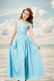 Women Latex Dress Maxi Saxy Light Blue