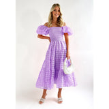 Women's dress: european and american style amazon bestseller - summer one-shoulder puff sleeve fashionable hot girl maxi dress