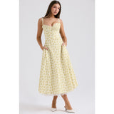 Women's dress: european and american cross-border chic floral collection - french summer camisole dress, soft & feminine style, slimming floral camisole maxi dress
