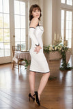 Women Bodycon Latex Dress Detachable Arm Gloves