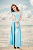 Women Latex Dress Maxi Saxy Light Blue