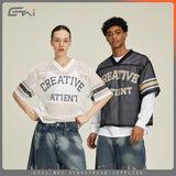 Etai men's apparel trendy v-neck mesh cropped jersey t-shirt for men and teens - sporty boxy fit short sleeve tee