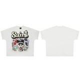 saint m t shirts  s.m. professional character graphic crew neck pullover short sleeve top - wholesale