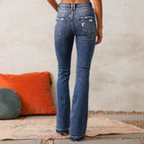 Women's spring denim pants: vintage distressed ripped jeans, washed streetwear style, for amazon us & eu cross-border e-commerce