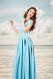 Women Latex Dress Maxi Saxy Light Blue