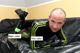 Man Latex Catsuits Triple Stripe Front Zipper
