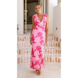 Women's dress: european and american summer 3d embroidered backless personality tie-up maxi dress - exquisite floral embroidery banquet gown