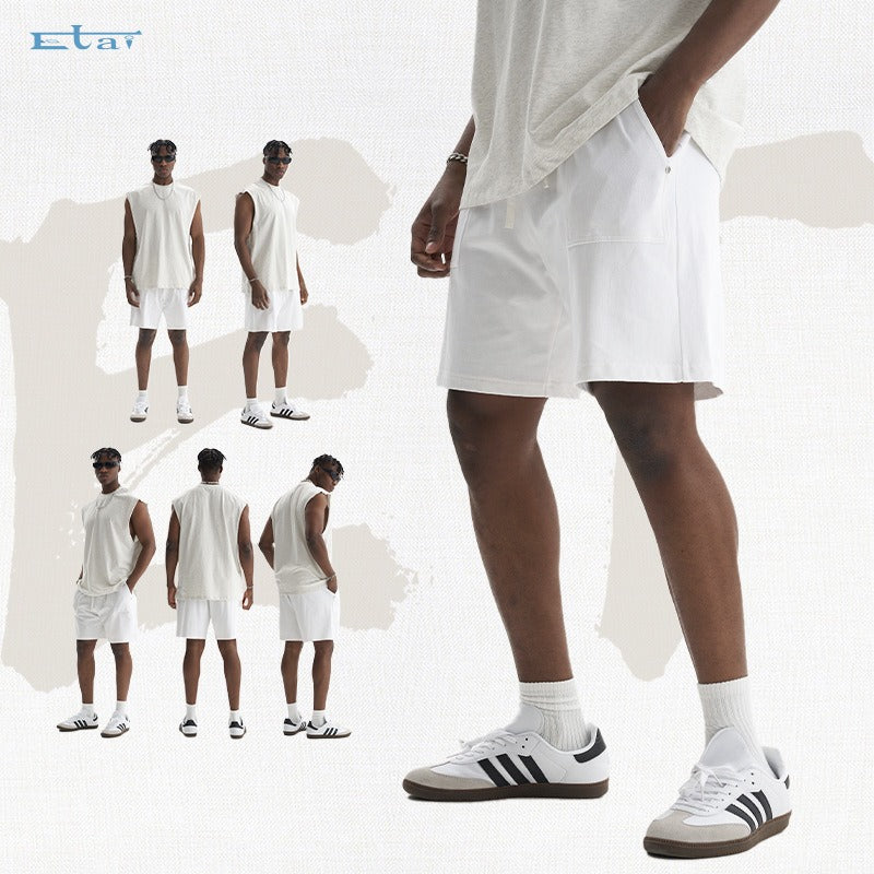 Custom men's cotton shorts - premium heavyweight, trendy brand, versatile summer casual shorts