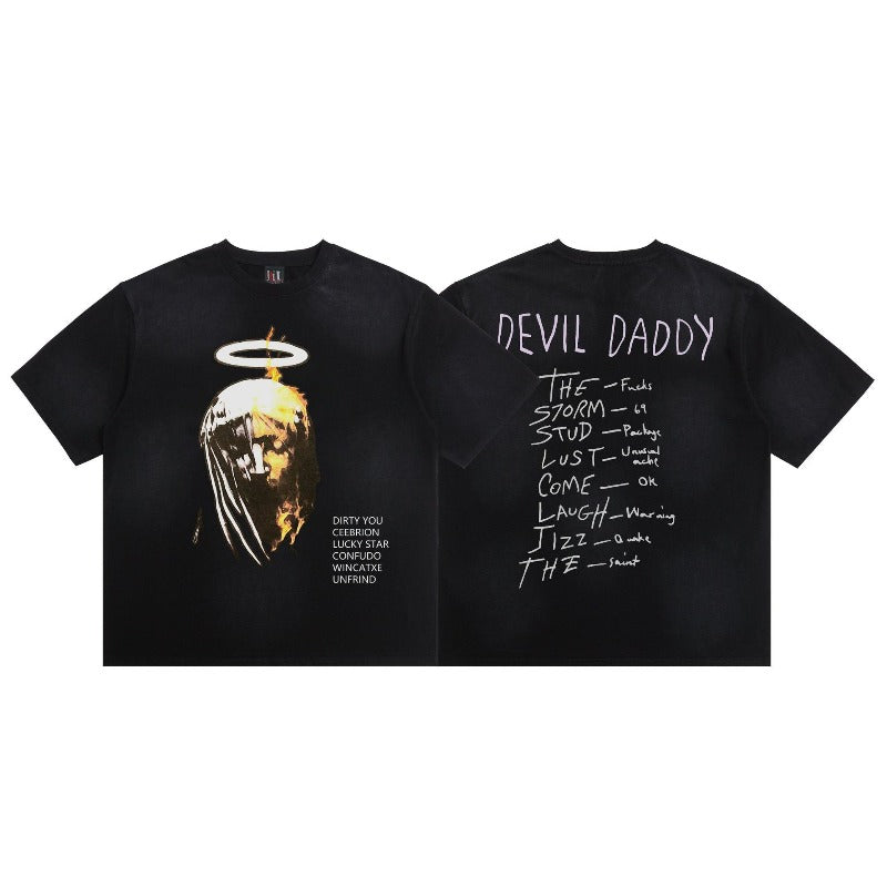 saint m t shirts  s.m. devil dad graphic crewneck pullover short sleeve t-shirt - wholesale