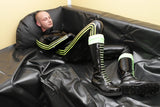 Man Latex Catsuits Triple Stripe Front Zipper