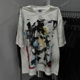 saint m t shirts  s.m ink wash painting graphic crew neck pullover short sleeve t-shirt - wholesale