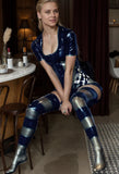 Women Latex Set Top Skirt Corset Stockings