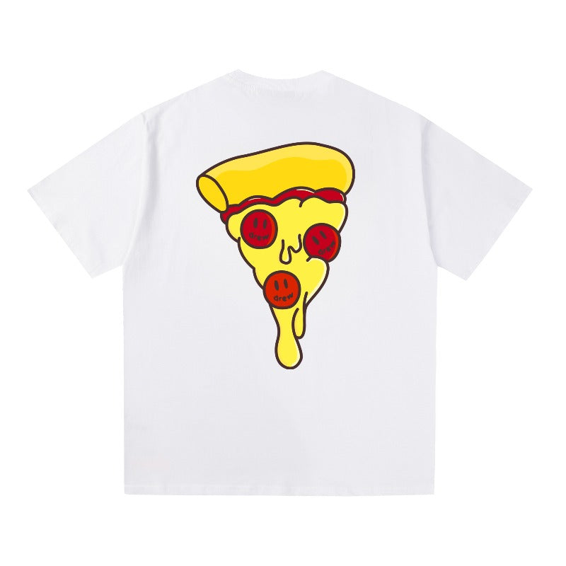 Drew house t shirt spring and summer d@ew pizza pattern round neck pullover short sleeves