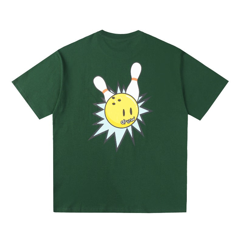 Drew house t-shirt - spring/summer d@ew cartoon bowling pattern crew neck pullover short sleeve