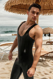 Man Latex Catsuits Muscle Singlet Front Zipper