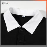 Etai men's clothing high-quality pure cotton boxy color block polo shirt - trendy men's brand, drop shoulder, turn-down collar, short sleeve tee