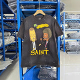 saint m t shirts  s.m cartoon suit portrait pattern crew neck pullover short sleeve one-piece wholesale