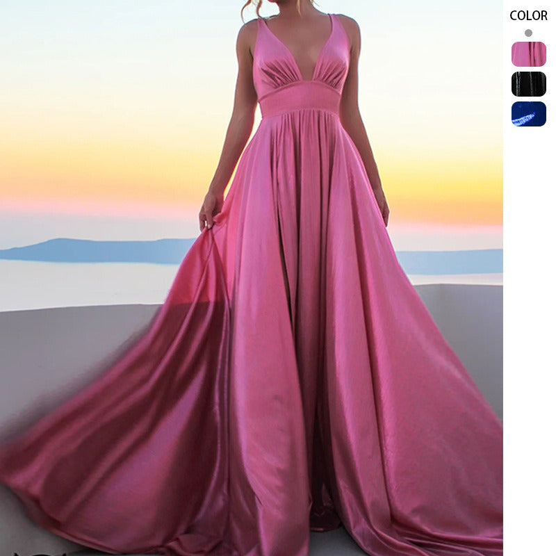 Women's one-shoulder maxi dress - elegant sleeveless sexy high-waisted slit dress - amazon us & european style - wholesale apparel
