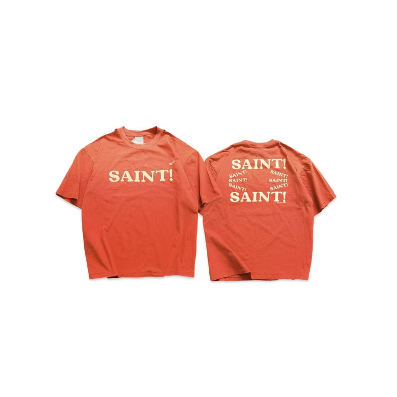 saint m t shirts Spring and summer s.m slurry printing, hole coding, wax dyeing, stir-fried washing short sleeves
