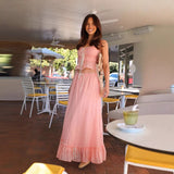 Women's dress: aliexpress women's summer camisole bow sweet top & ruched fairy midi skirt set