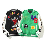Saint m t jackets - spring/autumn s.m character & letter graphic baseball jacket