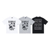 saint m t shirts  s.m character & letter graphic crew neck short sleeve tee