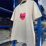 saint m t shirts  s.m barbie heart print crew neck pullover short sleeve top - wholesale