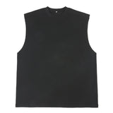 Etai men's clothing european and american fashionable brand high street heavy loose edge pure cotton t-shirt loose sleeveless neutralretro vest