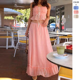 Women's dress: aliexpress women's summer camisole bow sweet top & ruched fairy midi skirt set