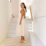 Women's dress - cross-border fashion: european & american spring/summer high-end tulle turtleneck casual halter dress