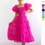 Women's dress: european and american style amazon bestseller - summer one-shoulder puff sleeve fashionable hot girl maxi dress