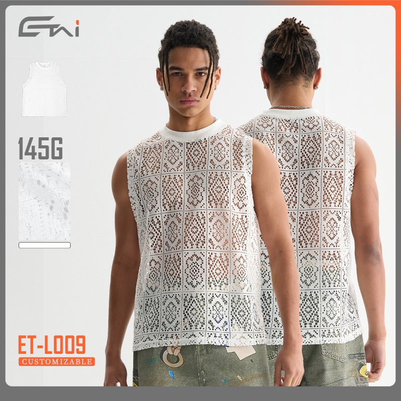 Etai men's apparel summer casual men's openwork mesh tank top - youthful, sporty, trendy, and cool men's vest