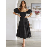 Women's dress: bestselling spring/summer one-shoulder printed puffy sleeve a-line dress for cross-border e-commerce (us/european platforms)