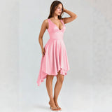 Women's dress: european and american cross-border fashion, lace, sexy backless v-neck midi dress, waist-cinching, slim-fit, elegant dress
