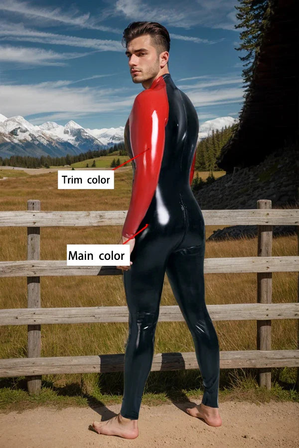 Man Latex Catsuits Curv Ical Front Zipper