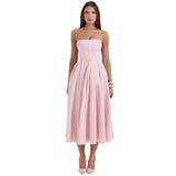 Women's dress: sexy summer outfit - high-end fishbone bandeau dress, pure & sultry style, hot girl slim fit, backless midi dress
