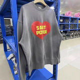 Saint m hoodie - spring/autumn s.m heart & letter graphic crewneck pullover sweatshirt - wholesale single piece