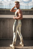 Man Latex Catsuits Laced Front Sleeveless