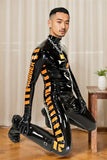 Men Latex Catsuits  Biohazard High Neck Skull Logo