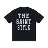 saint m t shirts  s.m. finger letter graphic crew neck pullover short sleeve top